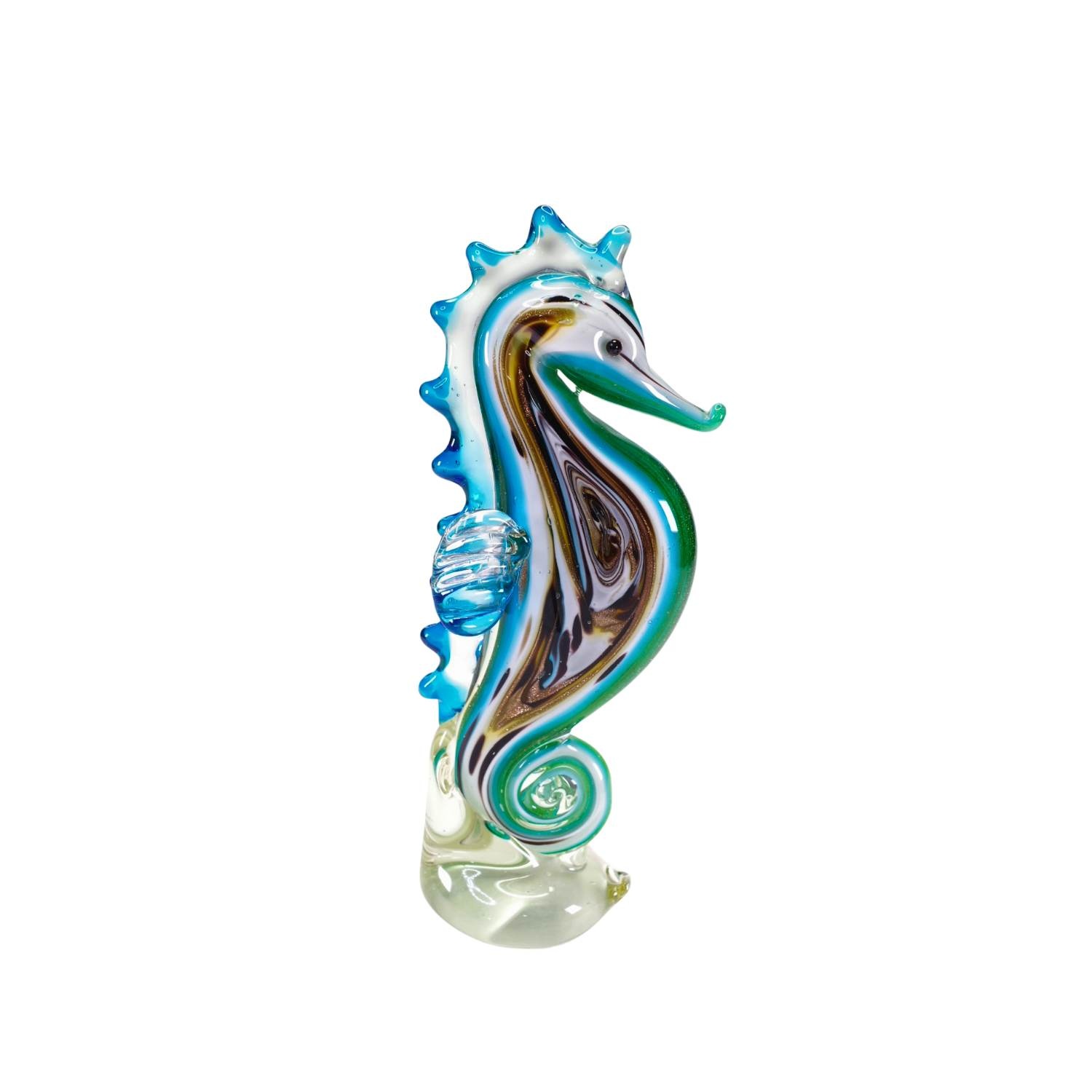 ZIBO HANDBLOWN ART GLASS - BROWN AND GREEN SEAHORSE | ZIBO GLASS ...