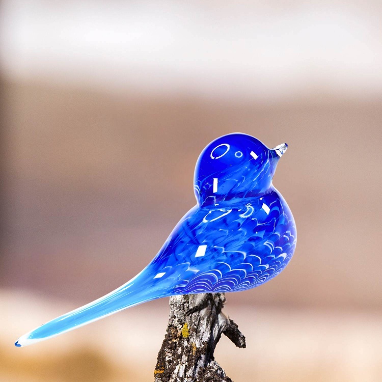 ZIBO HANDBLOWN ART GLASS - BLUE LONG TAIL BIRD | ZIBO GLASS, WINDOW ...